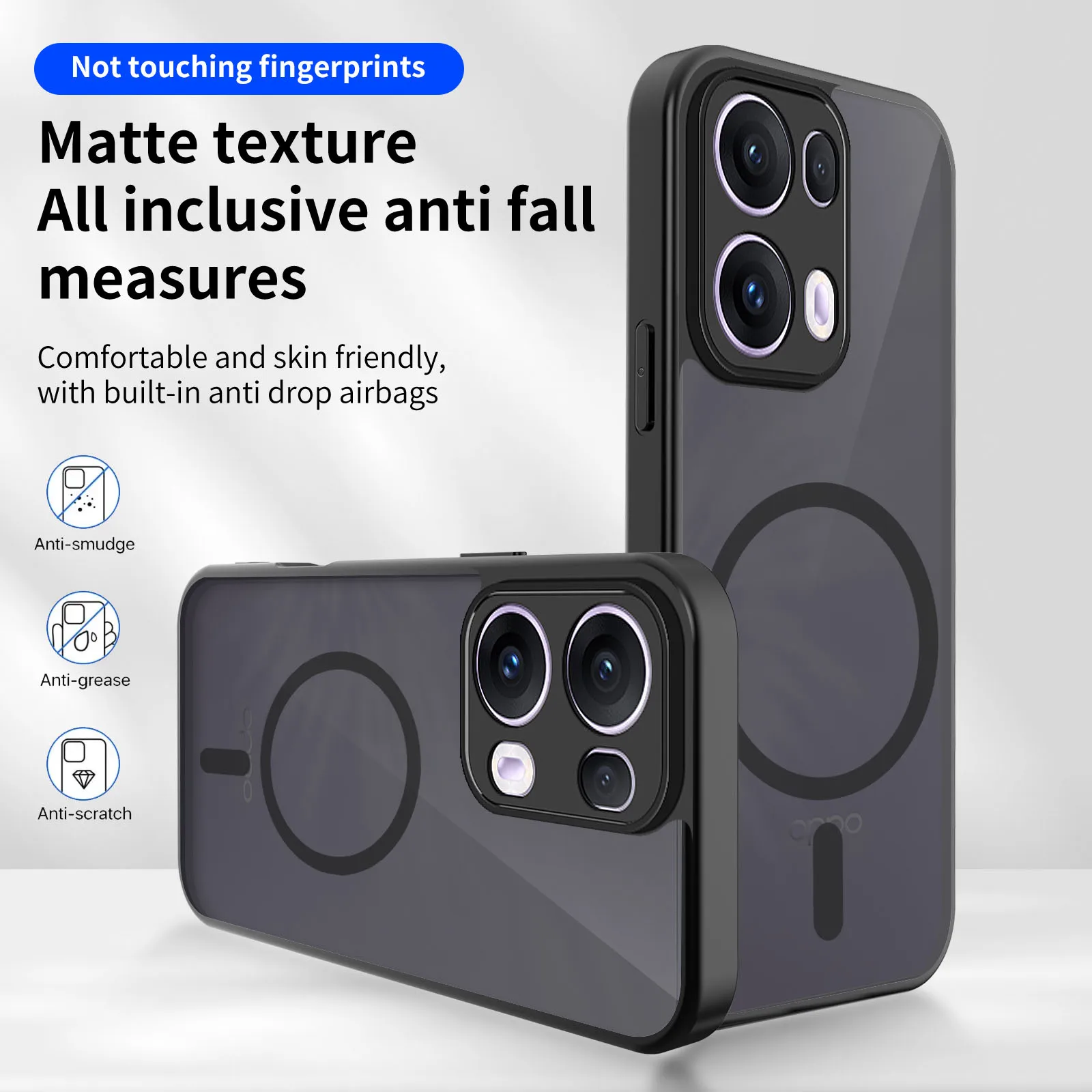 Armor Matte Frosted Clear Magnetic Wireless Charging Case Cover