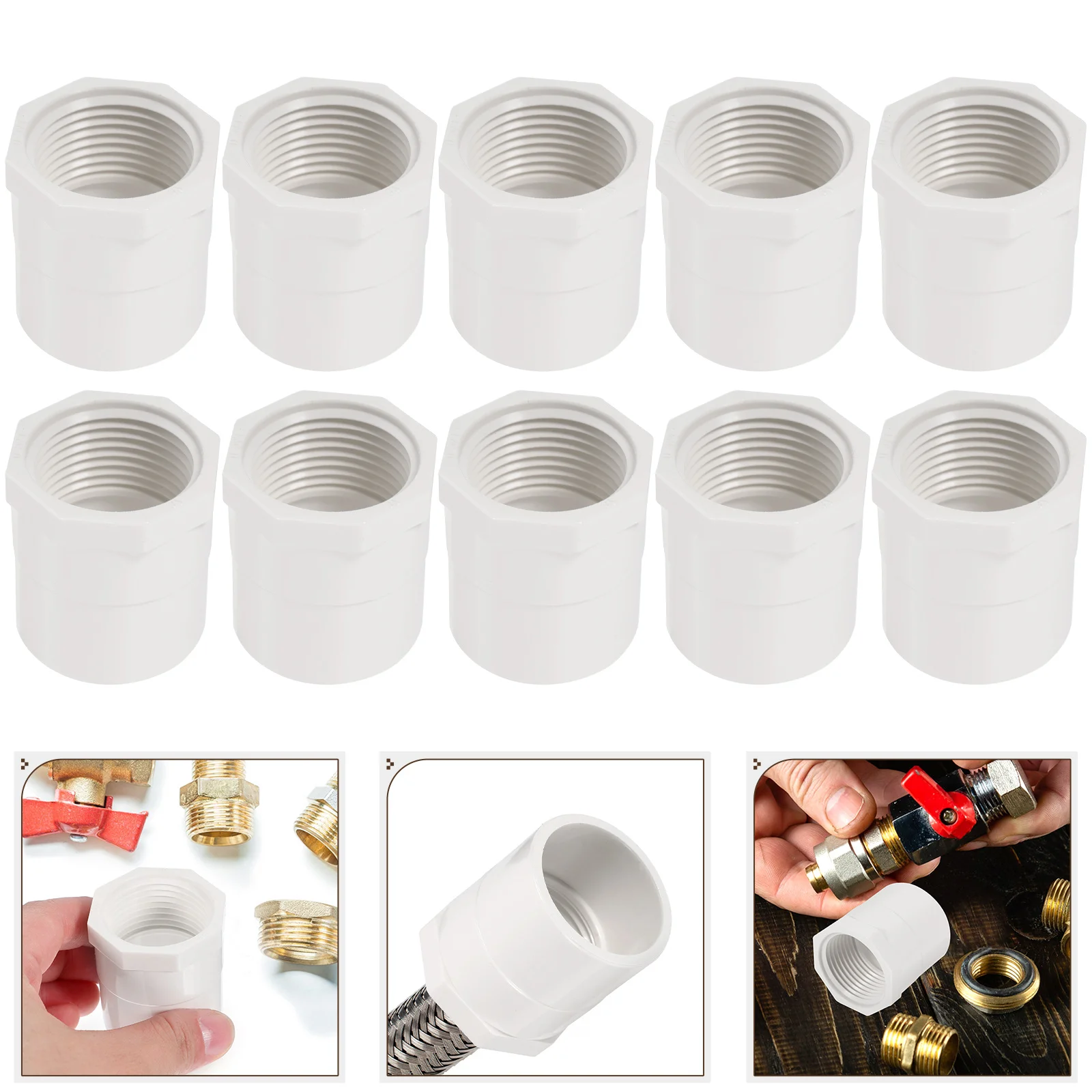 

10 Pcs Pipe Connector Water Hose Accessories Plastic Reusable Part Screw Thread Adapter Pvc Connection Adapters