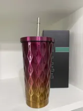  Star Daddy Thermos Bottle with LOGO Diamond Gradient Stainless Steel Straw Cup Coffee Cup Mug with Logo 