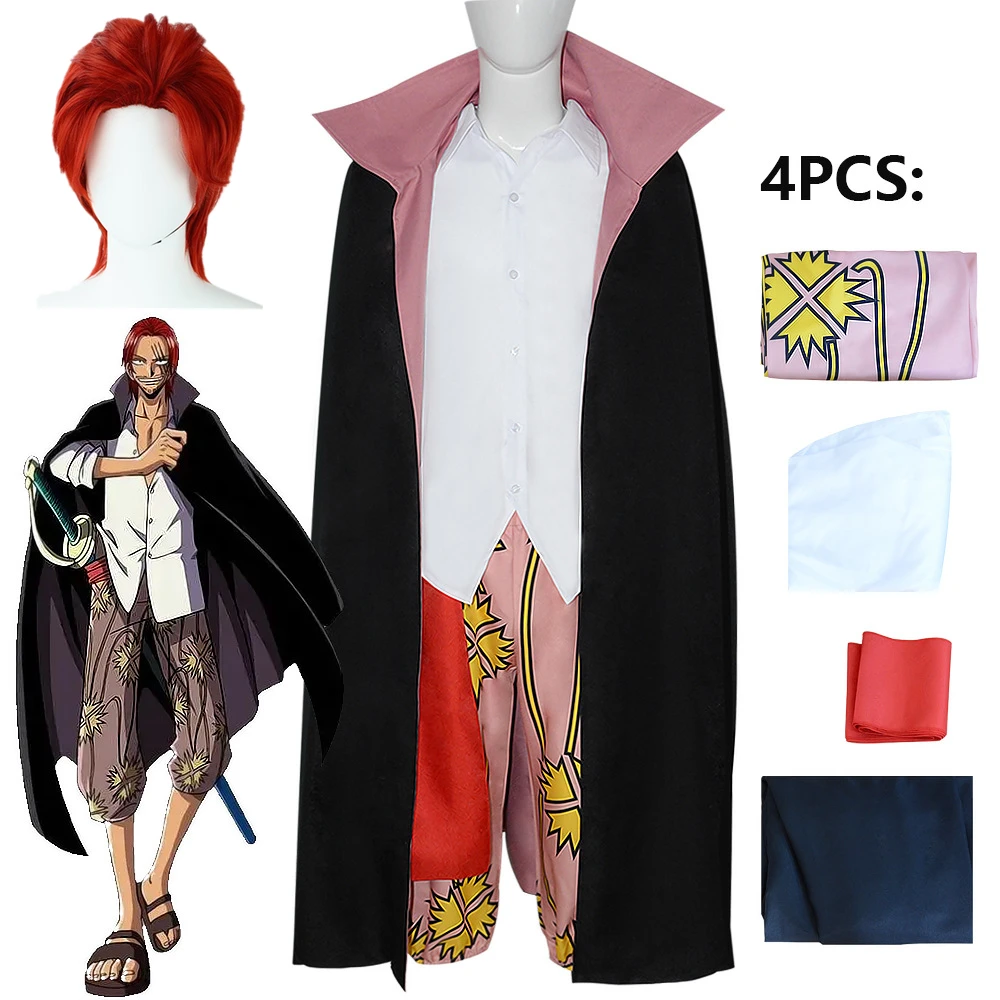 Anime Red Hair Shanks Cosplay Two Years Ago Shanks Wigs Cool Suit