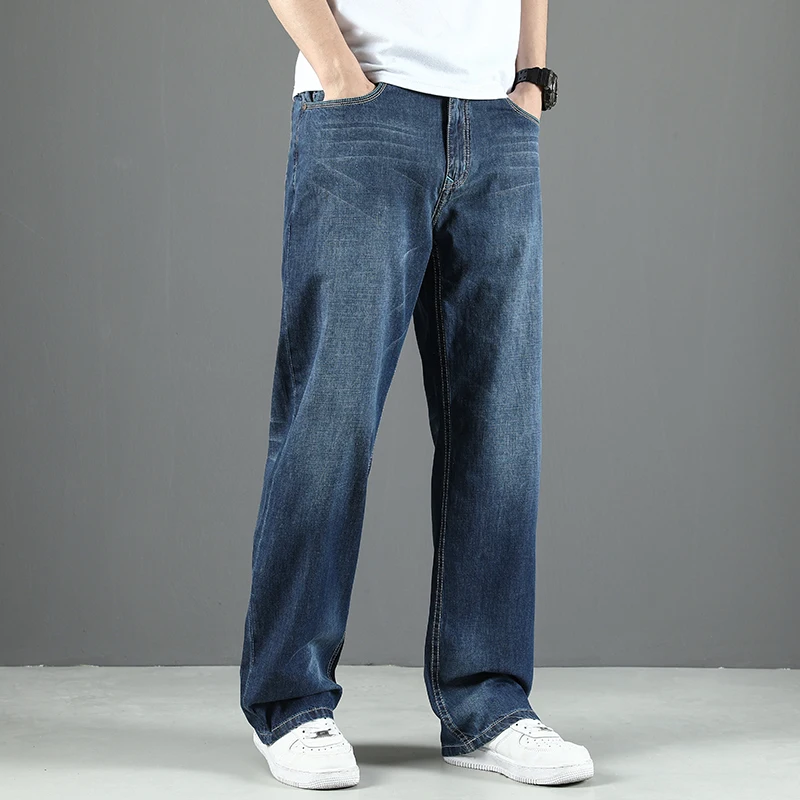 100% Cotton Men's Summer Thin Jeans Classic Straight Baggy Denim Pants Brand Comfortable Casual Trousers Plus Size 42 44 46 48 3