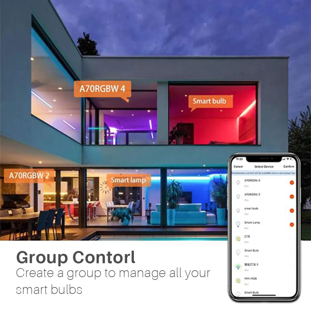 Tuya 스마트 전구 E27 WiFi 디밍 가능 LED 전구 Bluetooth/Zigbee RGBCW 100-240V 스마트 라이프 App 제어 지원 Alexa Google Hom
