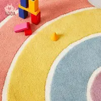 Rainbow Fluffy Carpet For Living Room Soft Babi Mats Hairy Nursery Play Mat For Children Round Plush Bedroom Rugs Soft Foot Mat 2