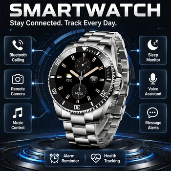 LIGE Nuovo Smartwatch da uomo 1,27 pollici 360*360 Smartwatch con chiamate Bluetooth, monitoraggio della pressione sanguigna, assistente vocale, orologi intelligenti