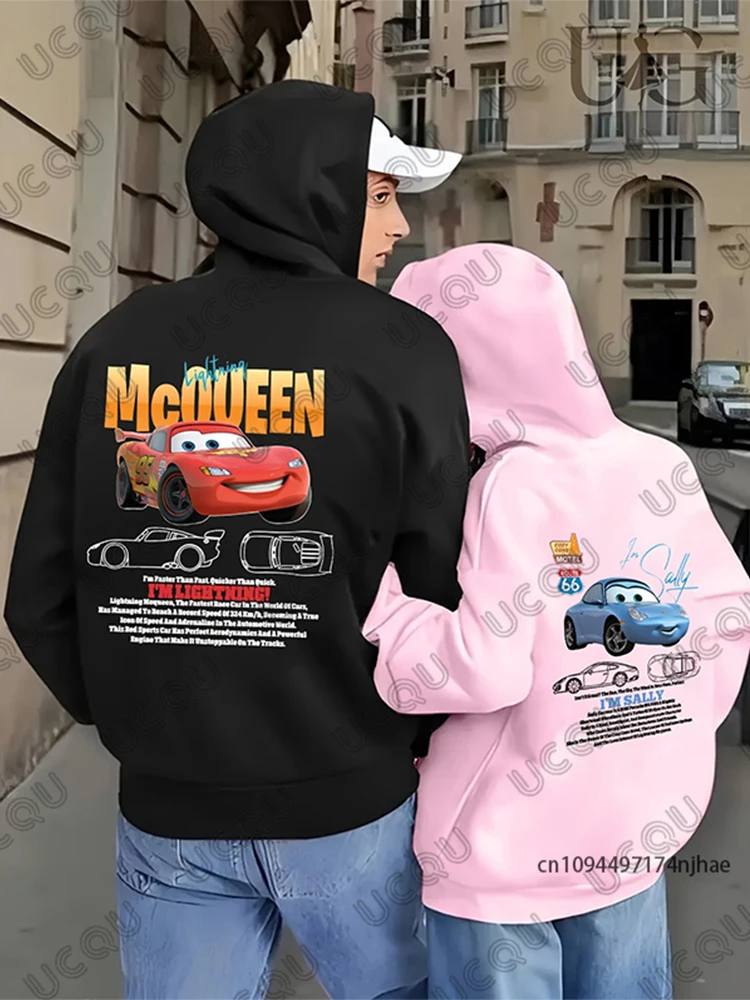 Lightning Mcqueen and Sally Print Couple Hoodie For Women Men