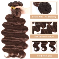 Extensions de cheveux humains bruts 100% naturels, ondulés, couleur marron chocolat, 28 pouces, avec closure 4x4 et 13x4, raie au milieu, en dentelle 2