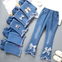 Kids Girls Jeans Floral Long Jeans For Girls Spring Summer Calf-length Baby Girl Casual Style Trousers Children Denim Pants 1