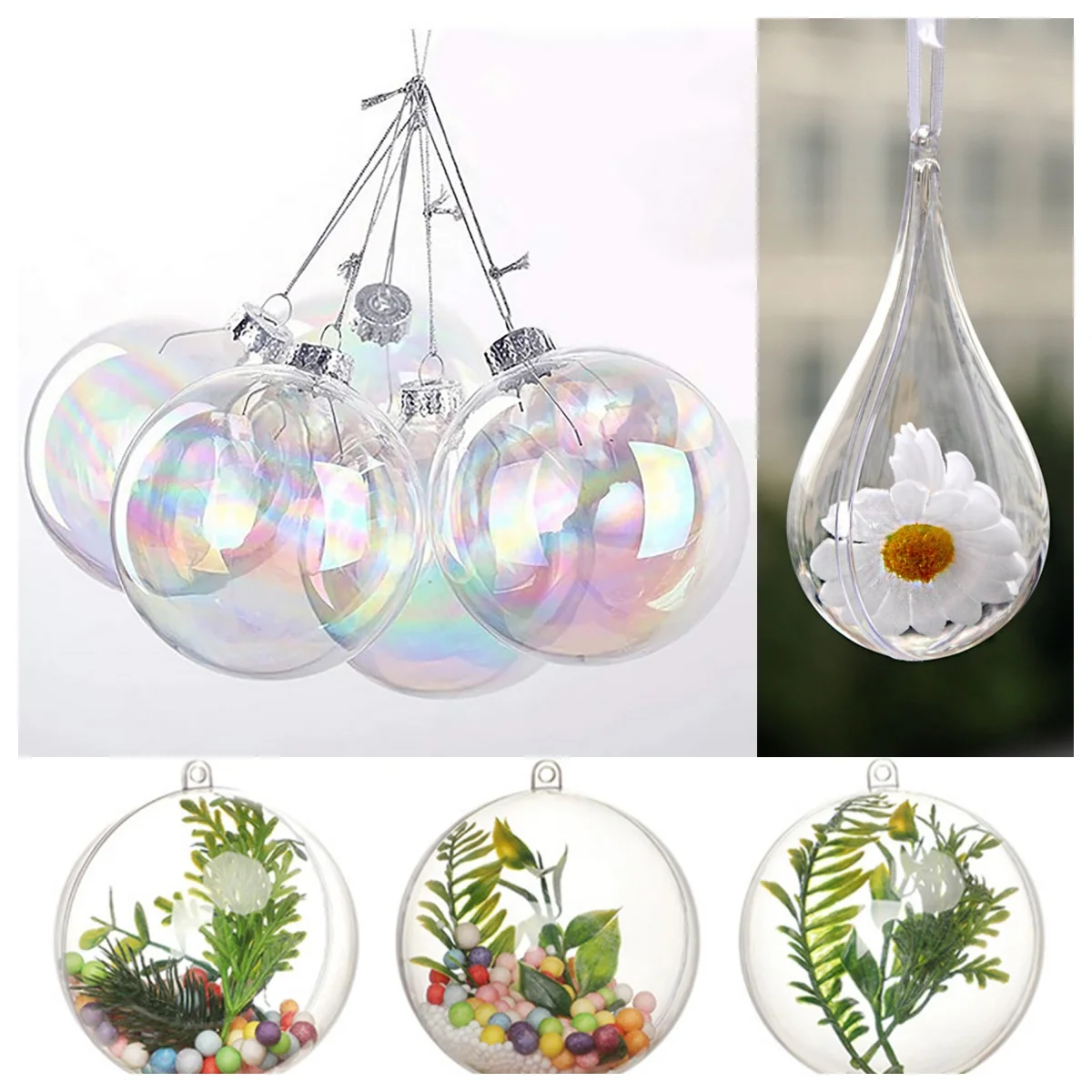 Transparent Christmas Balls Christmas Decorations Shatterproof Fillable Balls Transparent Drop-shaped Home Decoration