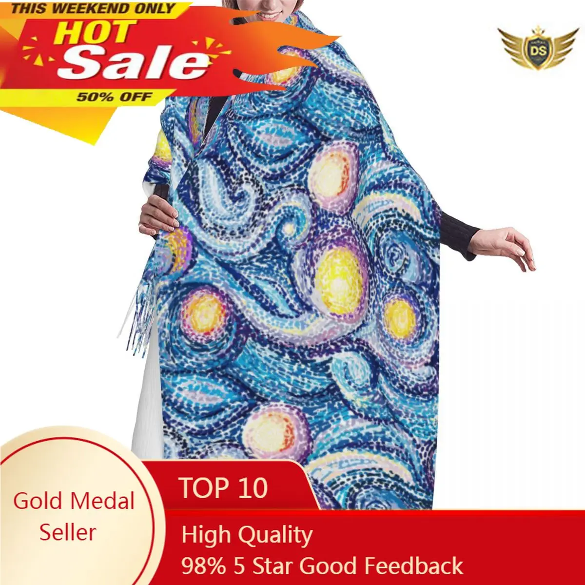 Шарф в горошек и горошек ночного