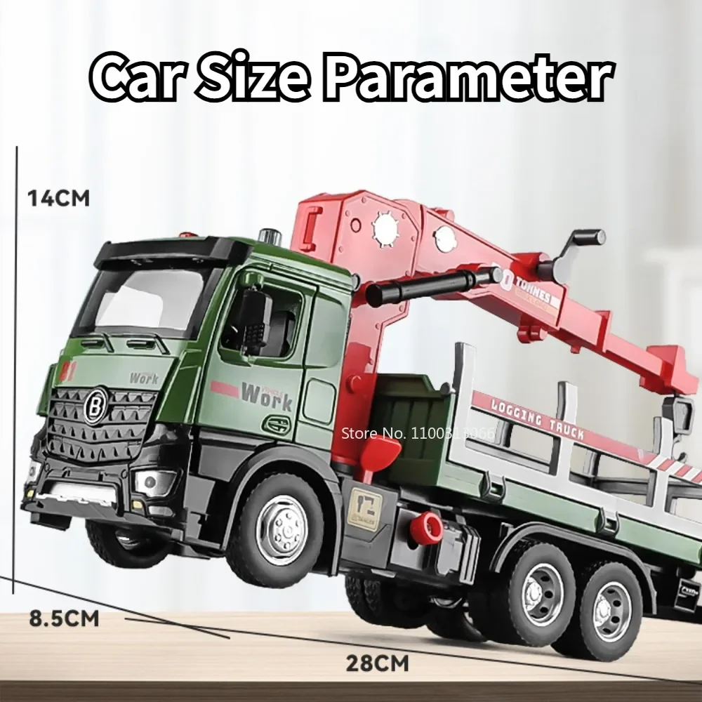 1:24 Alloy Timber Transport Wagon Car Toy Metal Diecasts Model Engineering Vehicle with Pull Back Function Car Toys for Boy Gift 6