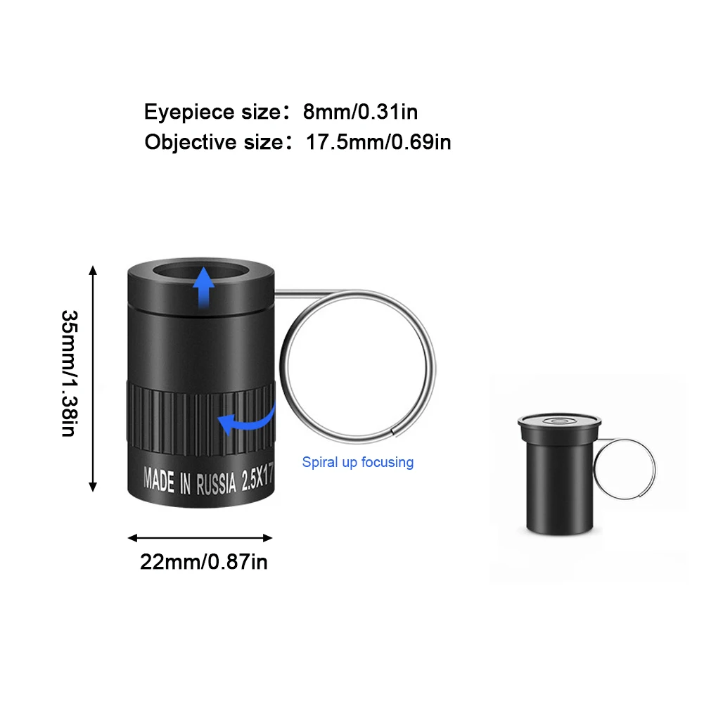 Mini Pocket Miniature Monocular Telescope, Student Finger Buckle Telescope, Hunting and Tourism, New, 2.5X17.5mm 6