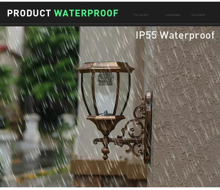 Description Picture 6 of itemOutdoor Waterproof Two Grades Switch Aluminium Landscape Garden Solar Led Wall Lights Flat Head Solar Wall Lamp Control