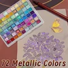 72 Colors Metallic Watercolors with Intense Sparkle, Pearlescent Glitter Solid Pigment, Flash Iridescent Paints, Golden Slivery 1