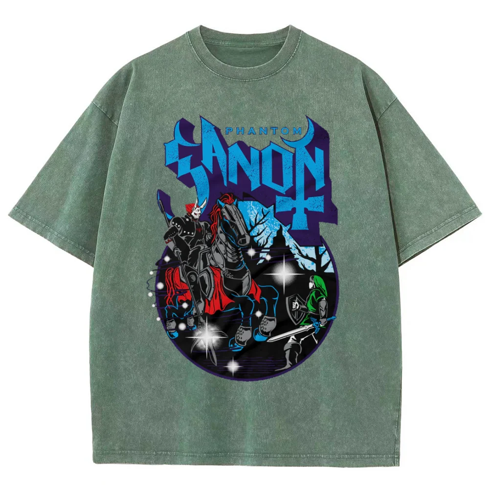 

Washed Old Denim Short Sleeve Men's Summer American Round Neck T-shirt Heavyweight Hiphop Half Sleeve