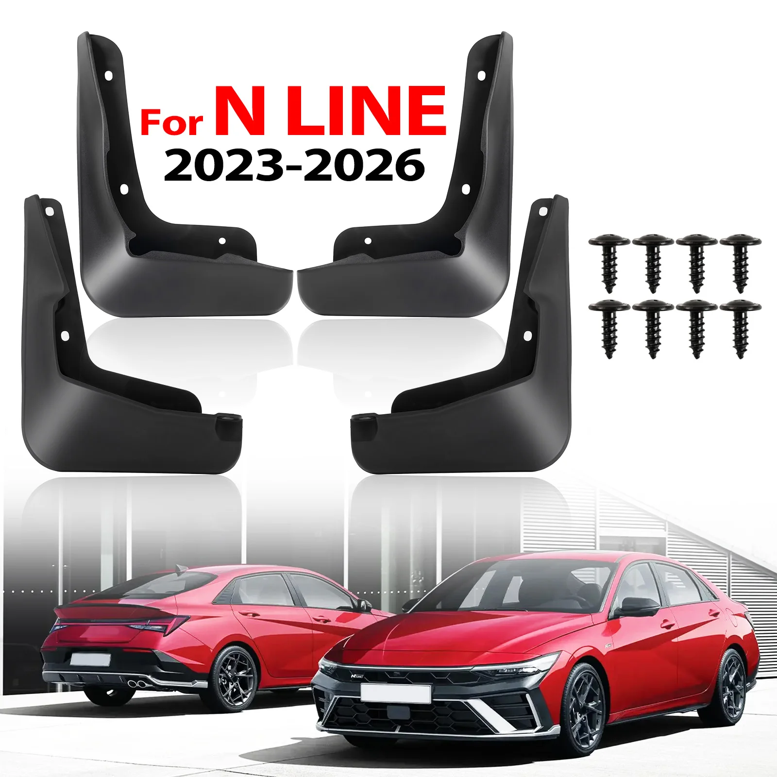 현대 엘란트라 i30 세단 아반떼 N 라인 2024 2025 2026 머드 플랩 4개 세트, 스플래시 가드 펜더 머드가드 앞뒤