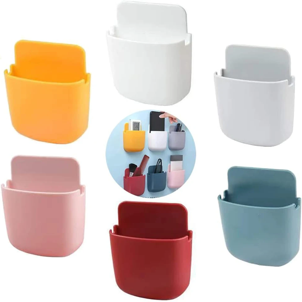 6Pcs Multifunzione Punch Free Wall Storage Box Organizer Tv Telecomando Spina Del Telefono Cellulare Supporto Di Ricarica Storage