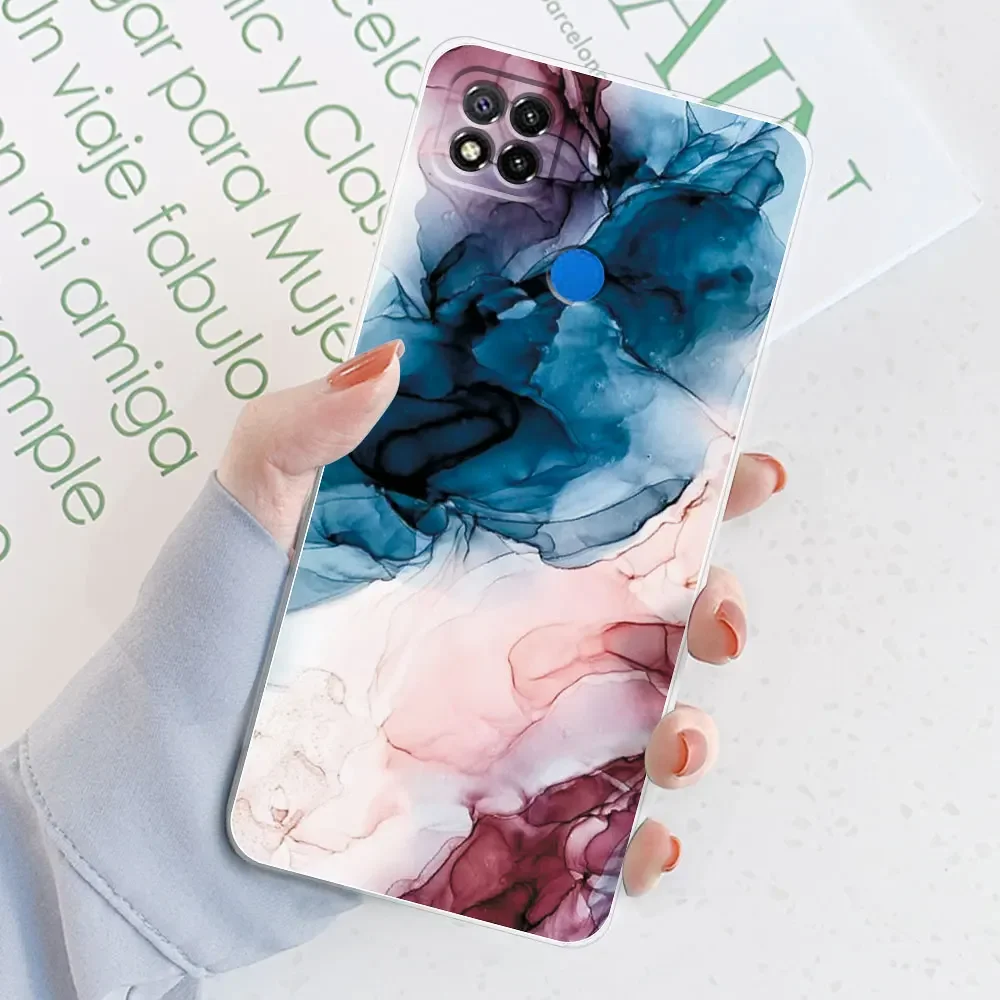 Sleek Marble Transparent Silicone Soft TPU Case - Stylish Protective Bumper Back Cover for Xiaomi Redmi 9C/9C NFC