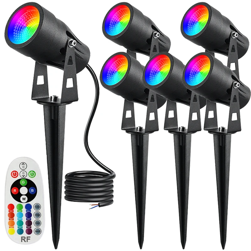 Low Voltage Landscape Light RGB Path Light 6W LED Color Change Waterproof 12V-24V Outdoor Landscape Path Light with Remote 6pcs