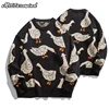 Autumn Winter Pullover Sweaters for Men Cartoon Goose Print Casual Loose Round Neck Knitwear Couple Oversized Knitted Sweater 1