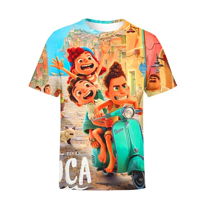 2024 Disney Movie Luca Clothes Bambini Summer 3D Printed Cartoon Maniche Corte Top Tees