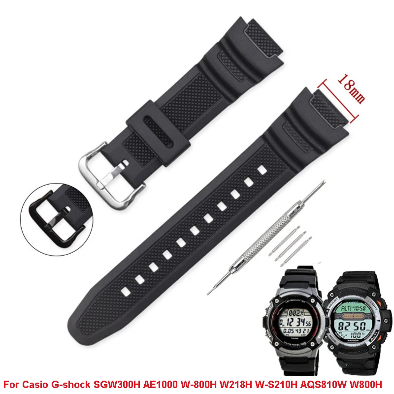 Cinturino Per Casio G-Shock Sgw300H Ae1000 W-800H W218H W-S210H Aqs810W W800H Cinturino Con Fibbia Ad Ardiglione Orologio Bracciale Da Polso Nero