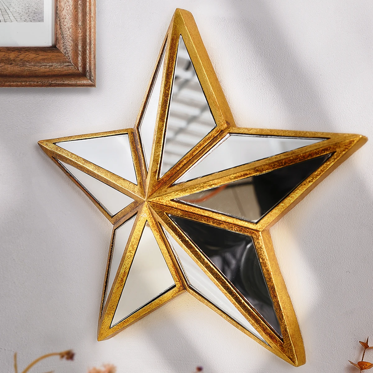 1PC, retro five-pointed star resin material glass mirror wall decoration hanging