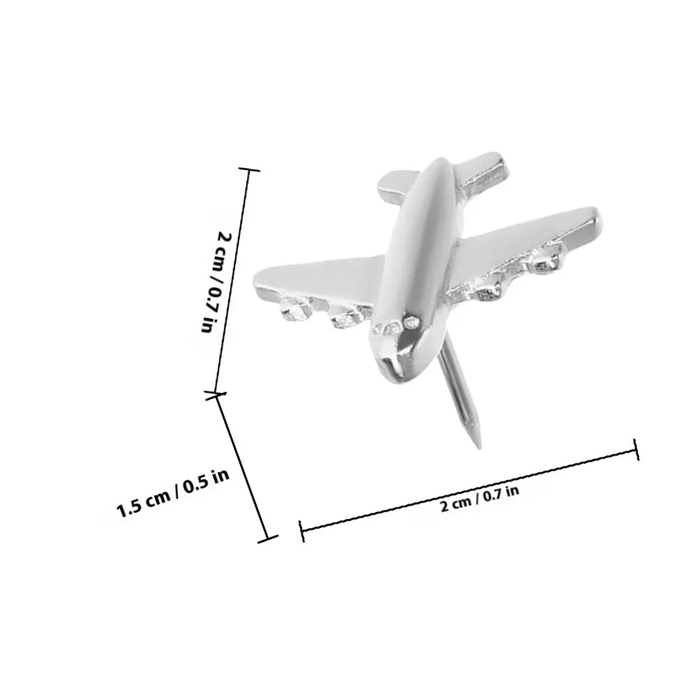 24개 금속 비행기 모양 푸시핀 장 압정 게시판용 사진, 지도, 메모용 코르크보드 푸시핀