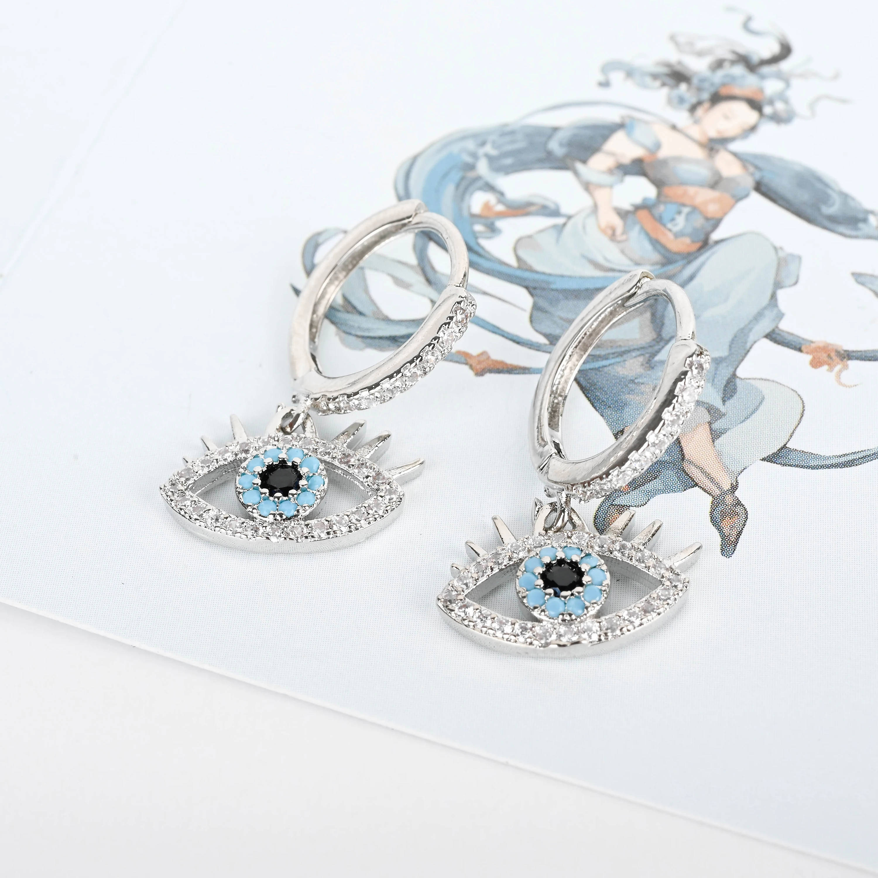 

Basic-043 Devil Eyes Zircon 925 Earrings for Women Silver Color Free Shipping