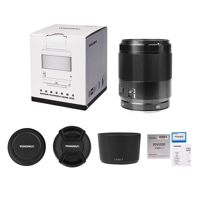 용누오 YN85mm F1.8S 85mm F1.8 DF DSM 카메라 렌즈 자동 초점 렌즈,  E 마운트 카메라용 금속 방수 조리개 렌즈