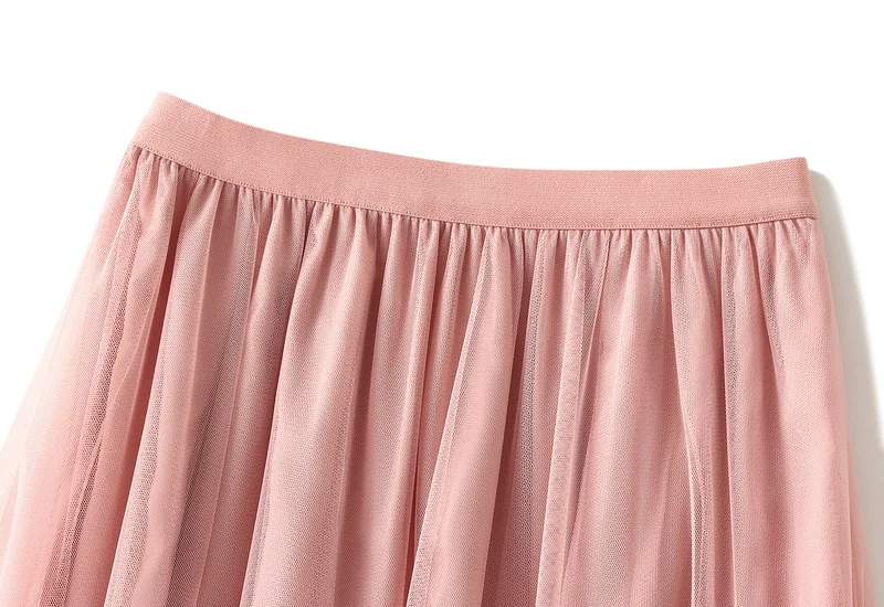New In 2025 Women's Spring Summer Solid Color Tulle A-line Sweet Tutu Long Skirt Female Korean Fsahion Party Mesh Skirts