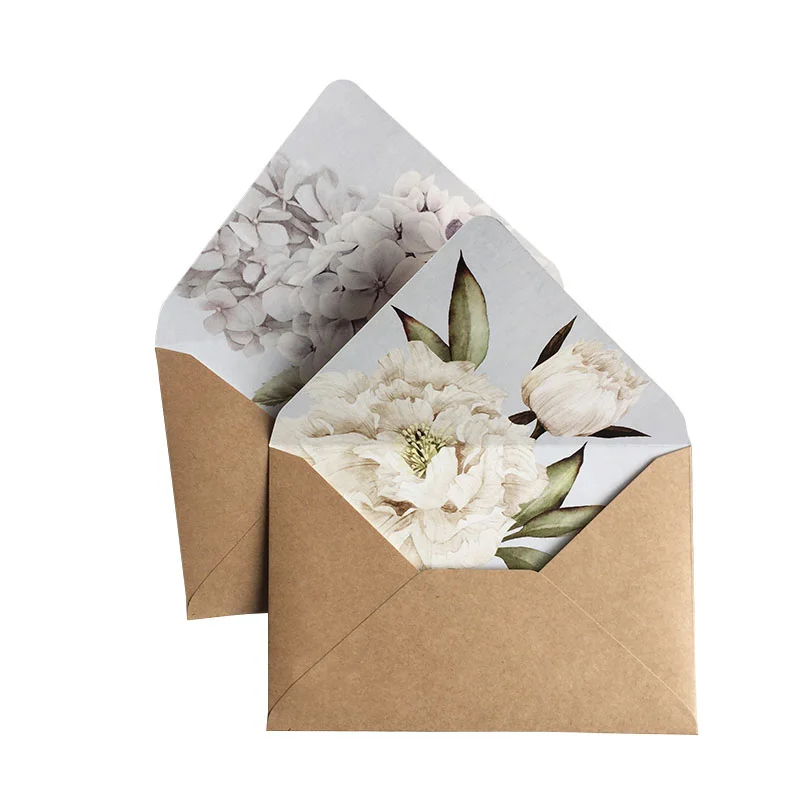 Forro Impresso Padrão de Flor do Convite do Cartão de Casamento Envelope Envelope de Papel Kraft do Vintage Artigos de Papelaria Peças Lote - Imagem 2