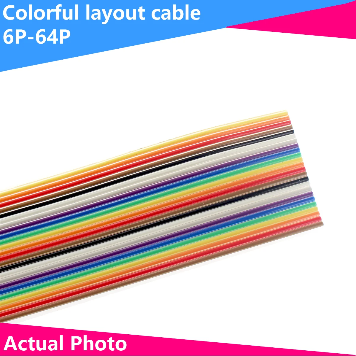 1Meter 10P/12P/14P/16P/20P/26P/34P/40P/50P 1.27mm PITCH Color Flat Ribbon Cable Rainbow DuPont Wire for FC Dupont Connector