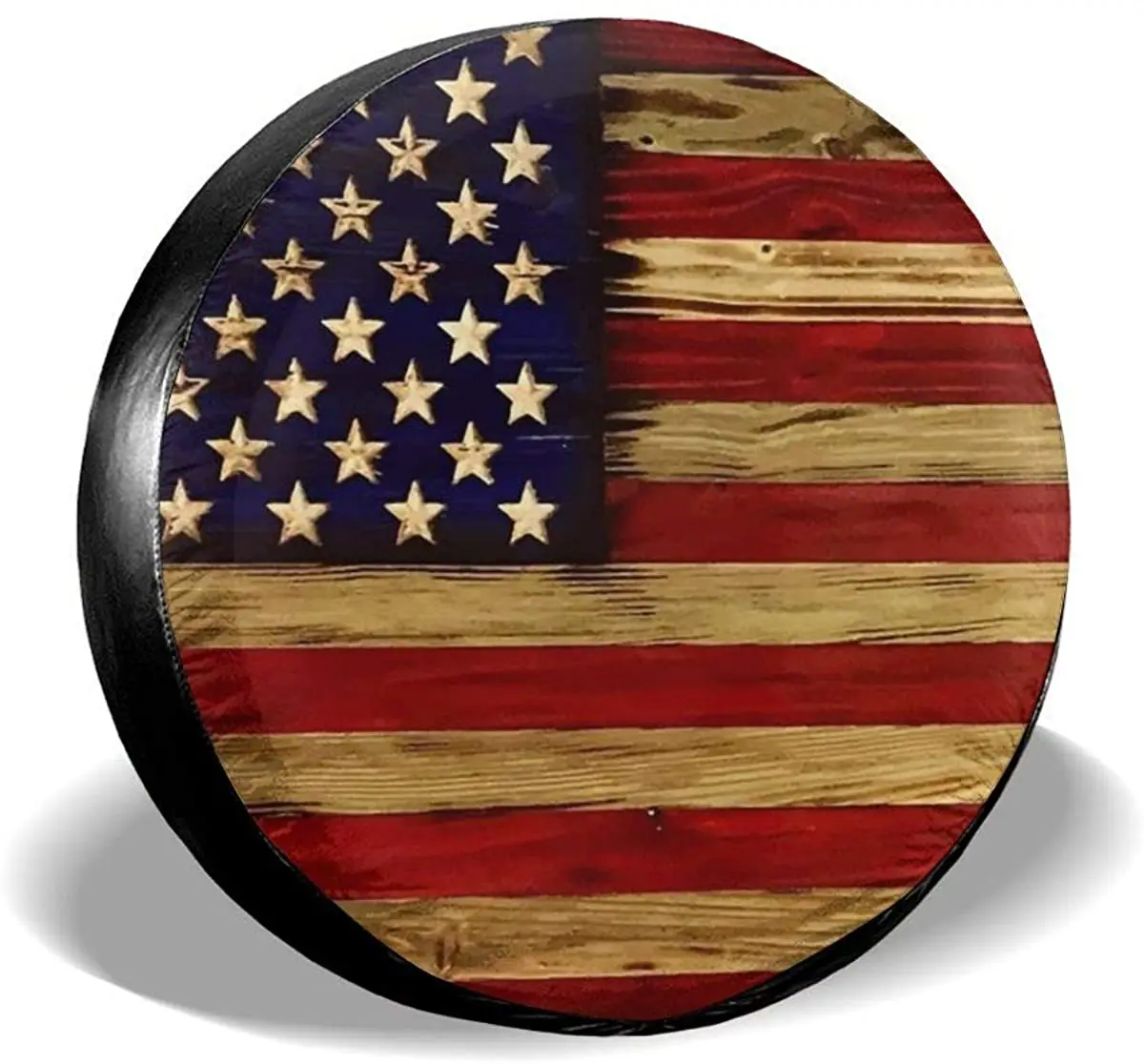 

NELife Tire Cover American Flag Reclaimed Wood Spare Tire Cover Universal Wheel Covers Waterproof Tire Cover Fit