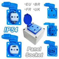16A/250V อุตสาหกรรม IP54 ซ็อกเก็ตกันน้ํามัลติฟังก์ชั่นเชื่อมต่อแผง Mount ซ็อกเก็ตสําหรับบราซิล UK เยอรมัน EU ภาษาฝรั่งเศสคํา 1