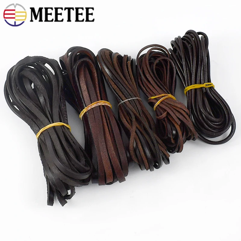 Leather Cord 1.5-10mm 5Meter Round Flat Leather Rope DIY Bracelet Necklace Jewelry Vintage Cowhide Cord Handmade Decoration