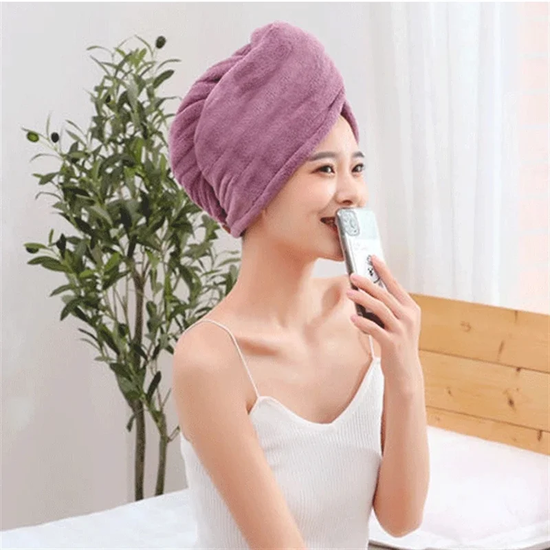 Women Twist Head Wrap Hair Drying Hat Microfiber Soft Hair Towel Bath