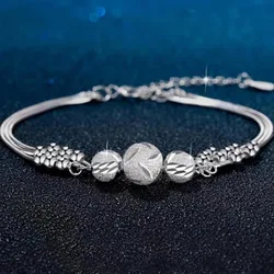 Elegant 925 Sterling Silver Beaded Bracelet - Chic Wedding Jewelry Accessory - 20cm8inches