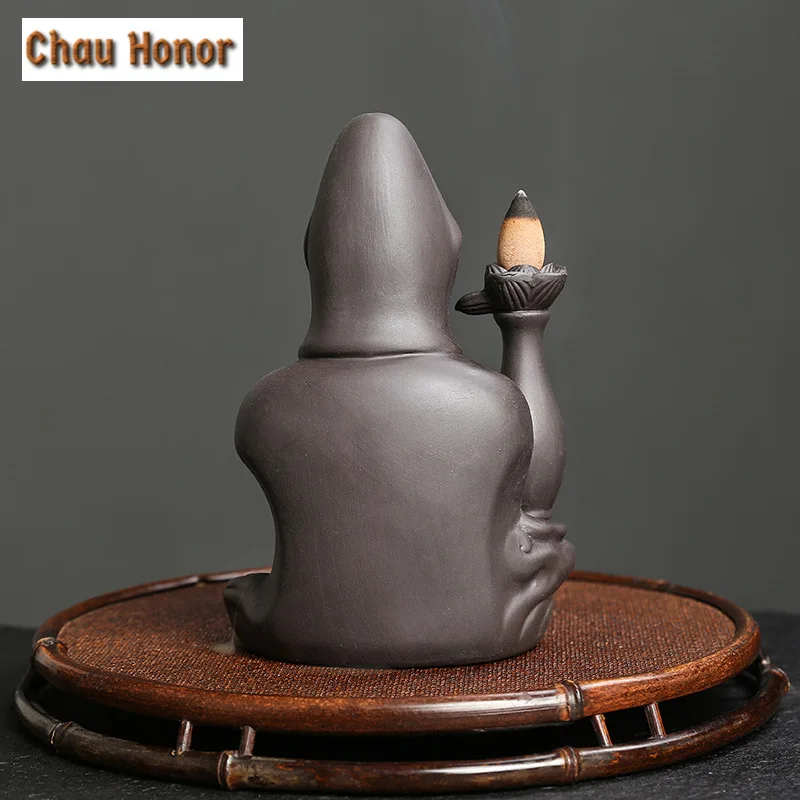 Creative Ceramic Handicraft Buddha Hand Backflow Incense Burner Incense Stick Holder Lotus Censer Office Tea House Decorate