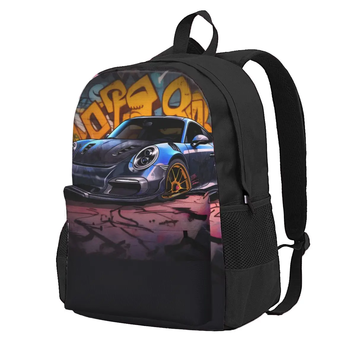

Classic Sports Car Backpack Male Cartoon Graffiti Breathable Backpacks Polyester Casual School Bags Sport Design Rucksack