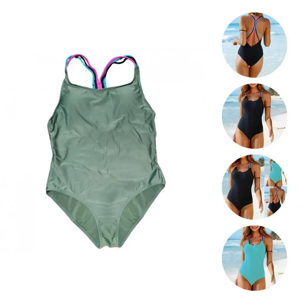 Модный боди купальник с U-образным вырезом пуш-ап мягкий красочный веревкой сзади