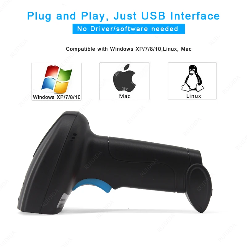 2D Wired Scanner or Wireless Barcode Scanner or Bluetooth Reader Wireless 2D Handheld Barcode Reader QR Code PDF417 barcode scanner