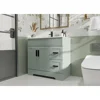 36" Bathroom Vanities Sink Combo Set, Modern Cabinet w/Wave Lines, Undermount Ceramic Sink w/Matte Black Faucet Drain 3