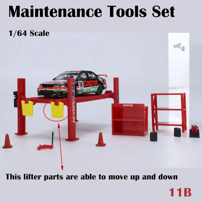 12Pcs/Set Diorama 1/64 Car Garage Maintenance Tools Alloy Die-Cast Model Car Garage Display Scene Model Toy 6