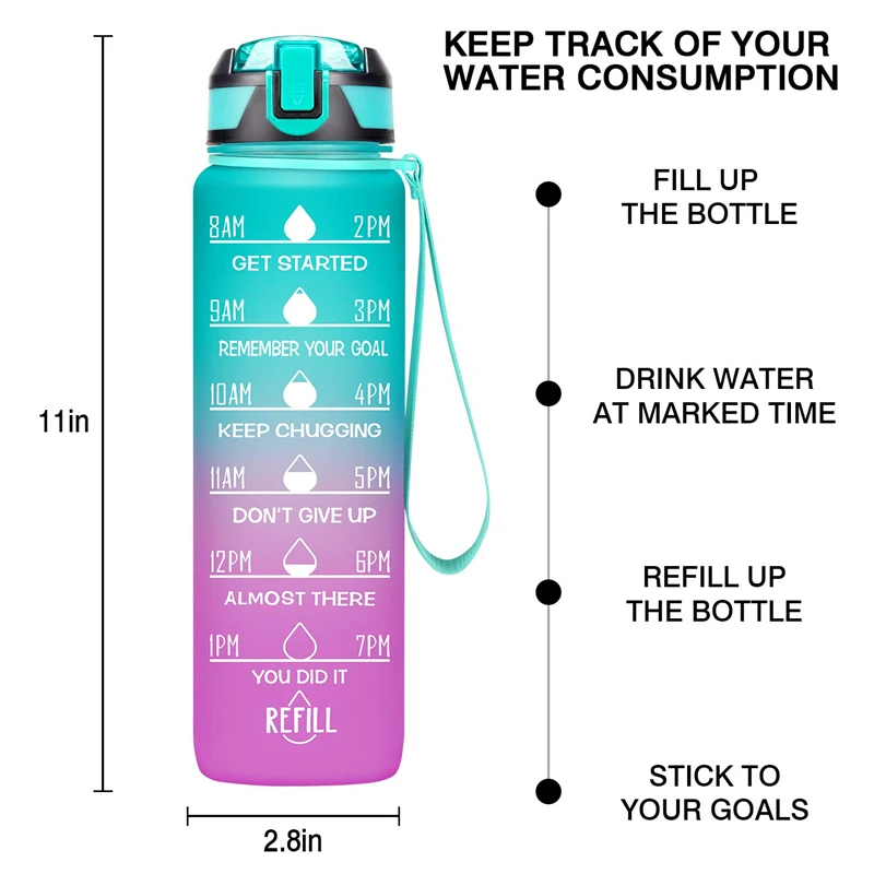 32OZ Portable Sports Water Bottle with Time Marker Leak-proof Cup for Outdoor Sport Fitness BPA Free water bottle sports water bottle sports bottle