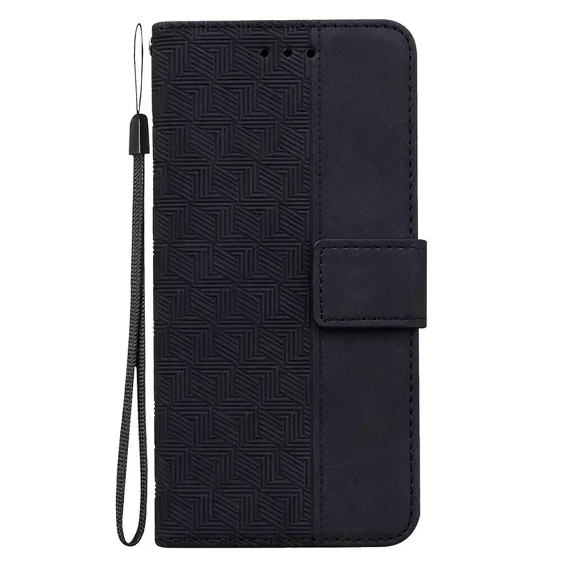 Magnetic Geometric Textile Wallet Book Cover Phone Case