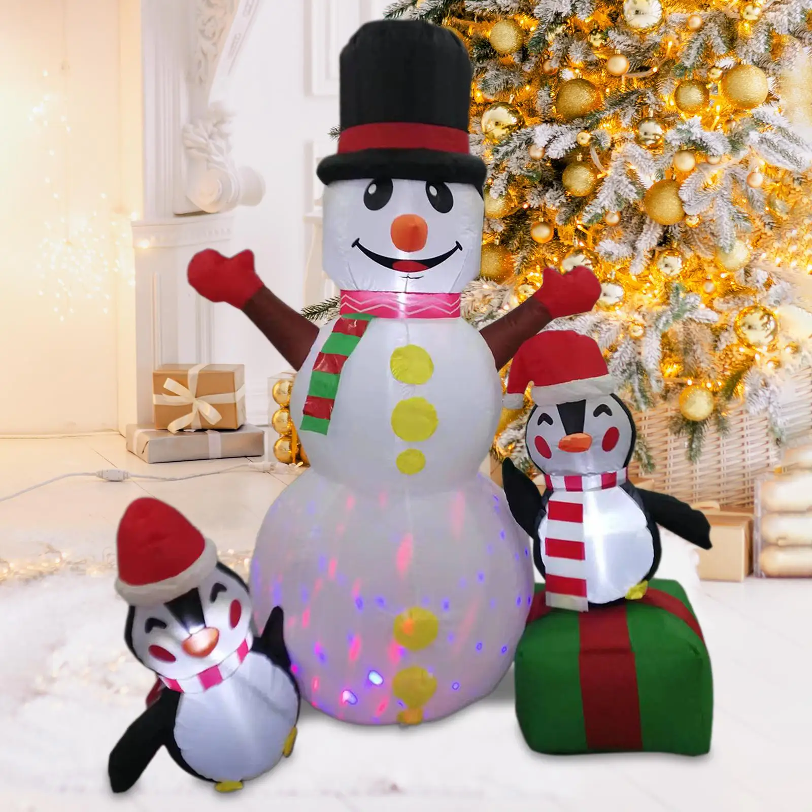 

Christmas Inflatable Snowman 5.9ft Tall Weatherproof Luminous Toy Outdoor Decoration for Garden Outside Patio Holiday Decor
