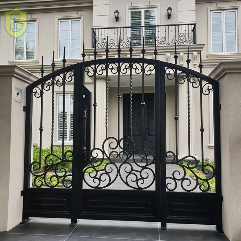 Exterior Metal Sliding Wrought Iron Gate Galvanized Steel Fence Door Iron Gate Design