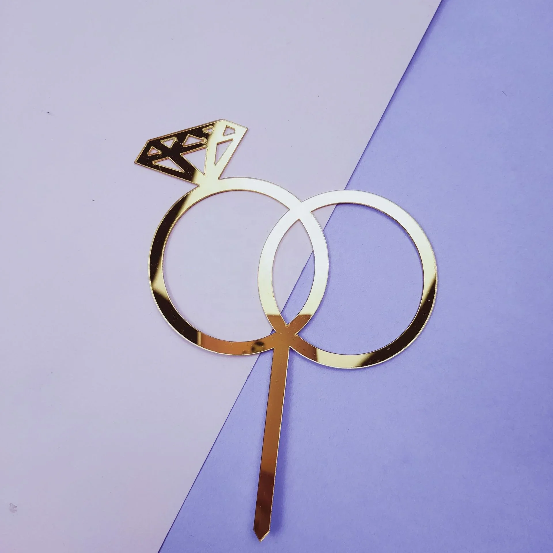 Diamond Ring Wedding Cake Decoration Acrylic Cake Topper Baking Party Favors Wedding Proposal Engagement Party Supplies