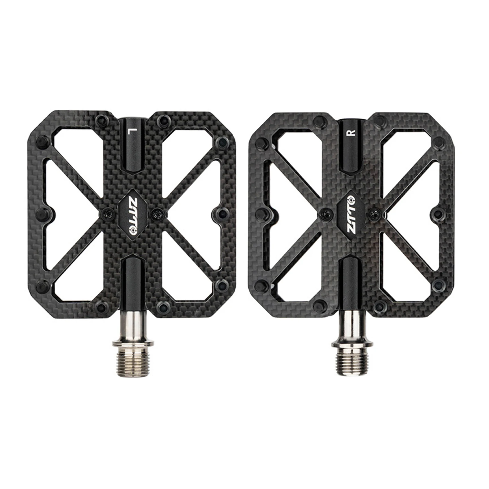 Bike Pedals Carbon Composite Non-slip Durable Lightweight Pedals with Three Bearings Easy Using for Road Mountain Folding Bikes