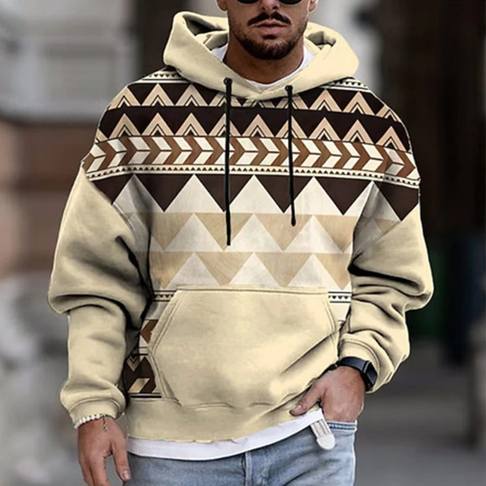 

Streetwear Men's Pullover Hoodies Graphics Print Sweatshirts with Long Sleeves for Sports and Activewear Khaki Brown